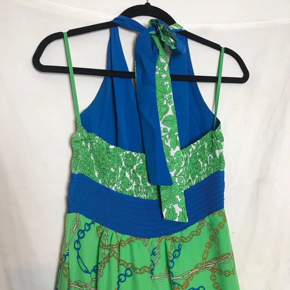 New York & Company Green Floral Chain Print Halter Sleeveless Maxi Dress Size XS - Picture 8 of 14